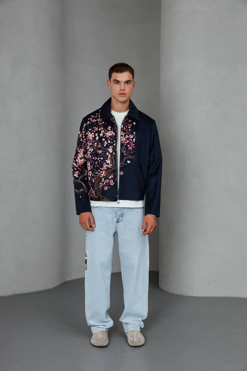Veste en Velours Côtelé Motif Sakura — vue 3