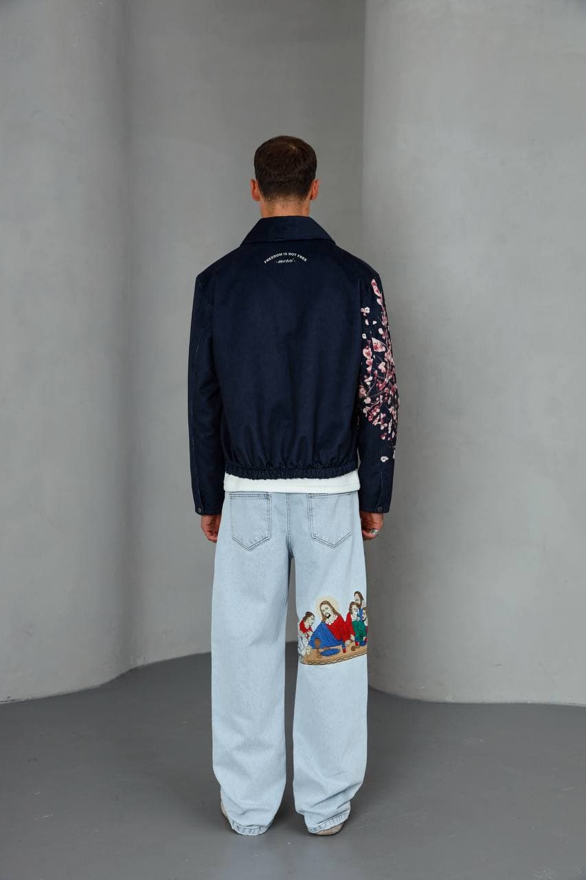 Veste en Velours Côtelé Motif Sakura — vue 4